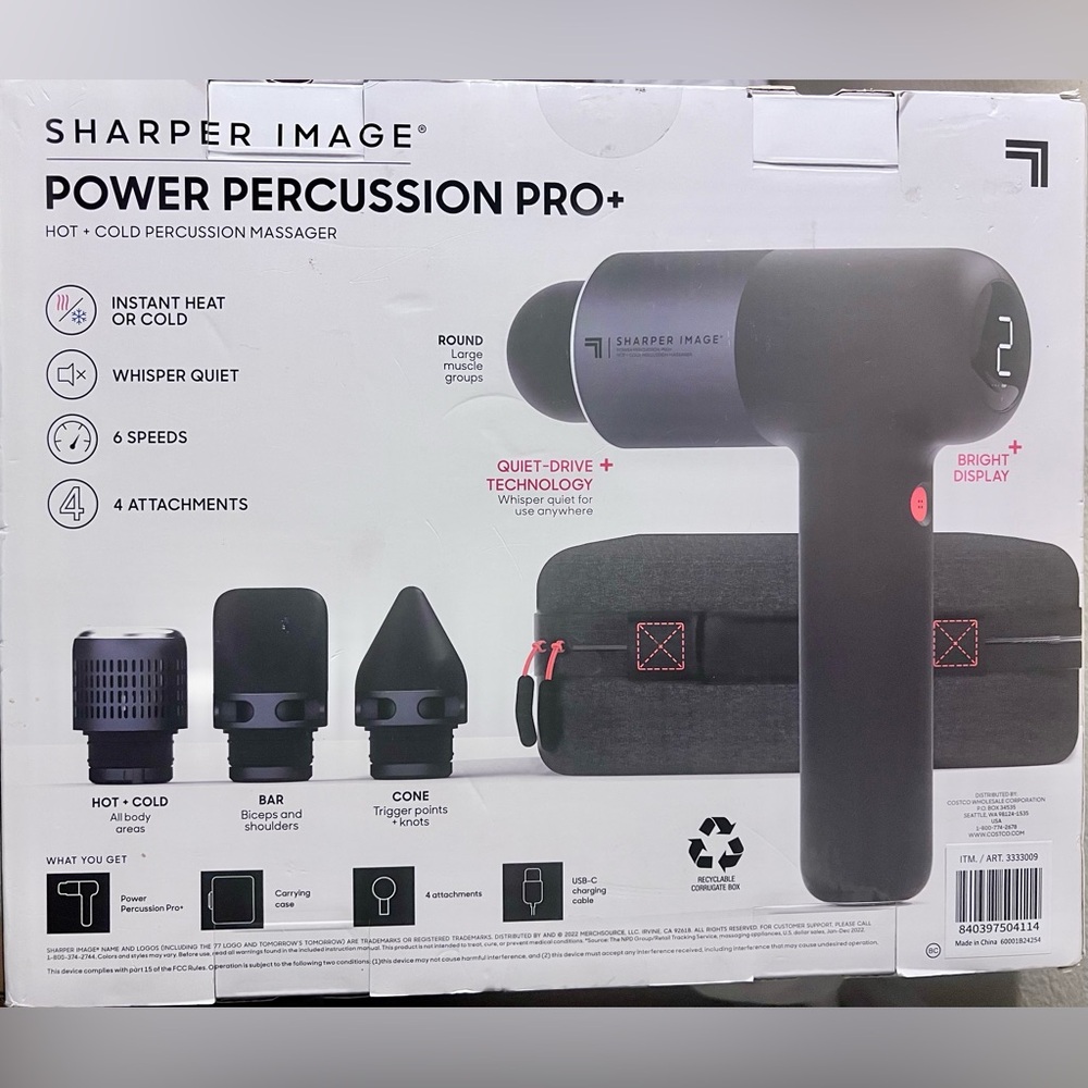 Sharper Image Pro+ Hot & Cold Percussion Massage Gun- 6 Speeds | Case |Open Box